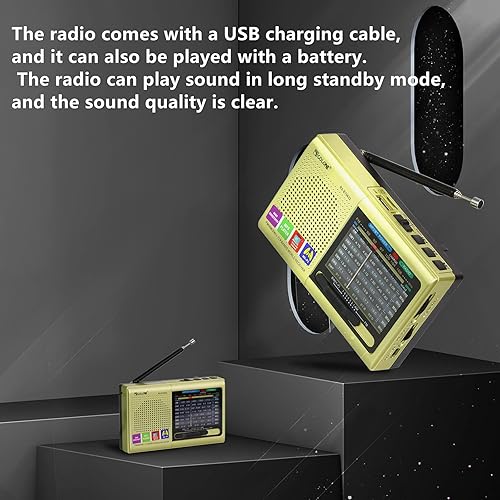 Miniatura 4 de Radio AM recargable  FMSW pequeña radio de onda cortaamplia compatible con FM  reproductor de MP3, conveniente de llevar, con función Bluetooth,