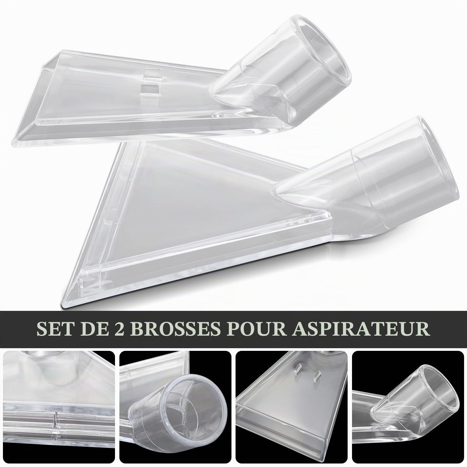 2 Pièces Embout Aspirateur, Aspirateur Buse, Suceur Aspirateur, Embout Aspirateur Voiture Brosse Aspirateur Embouts D'aspiration Transparents Adaptateur Embout Aspirateur