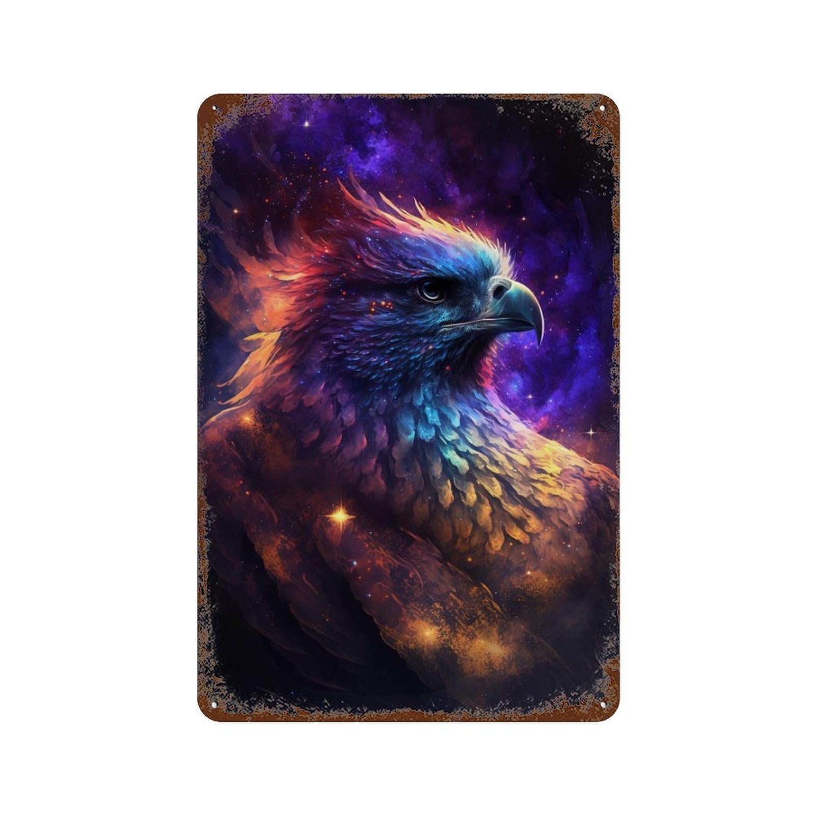 Galactic Eagle Art Print Retro Metal Sign 11.8"x7.9", Novelty Wall Decor for Farmhouse, Kitchen And Entryway Decor