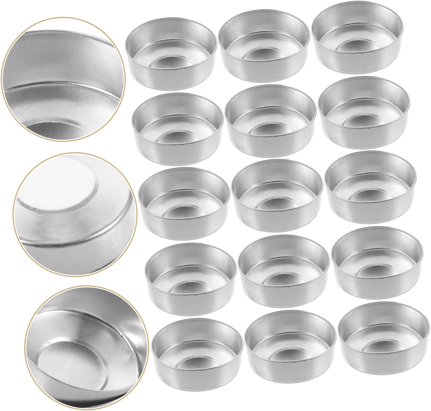 Amosfun 500Pcs Aluminum Tea Light Tins Silver Empty Containers for Candle Making for Votives and Tea Warmers Tea Light Accessory