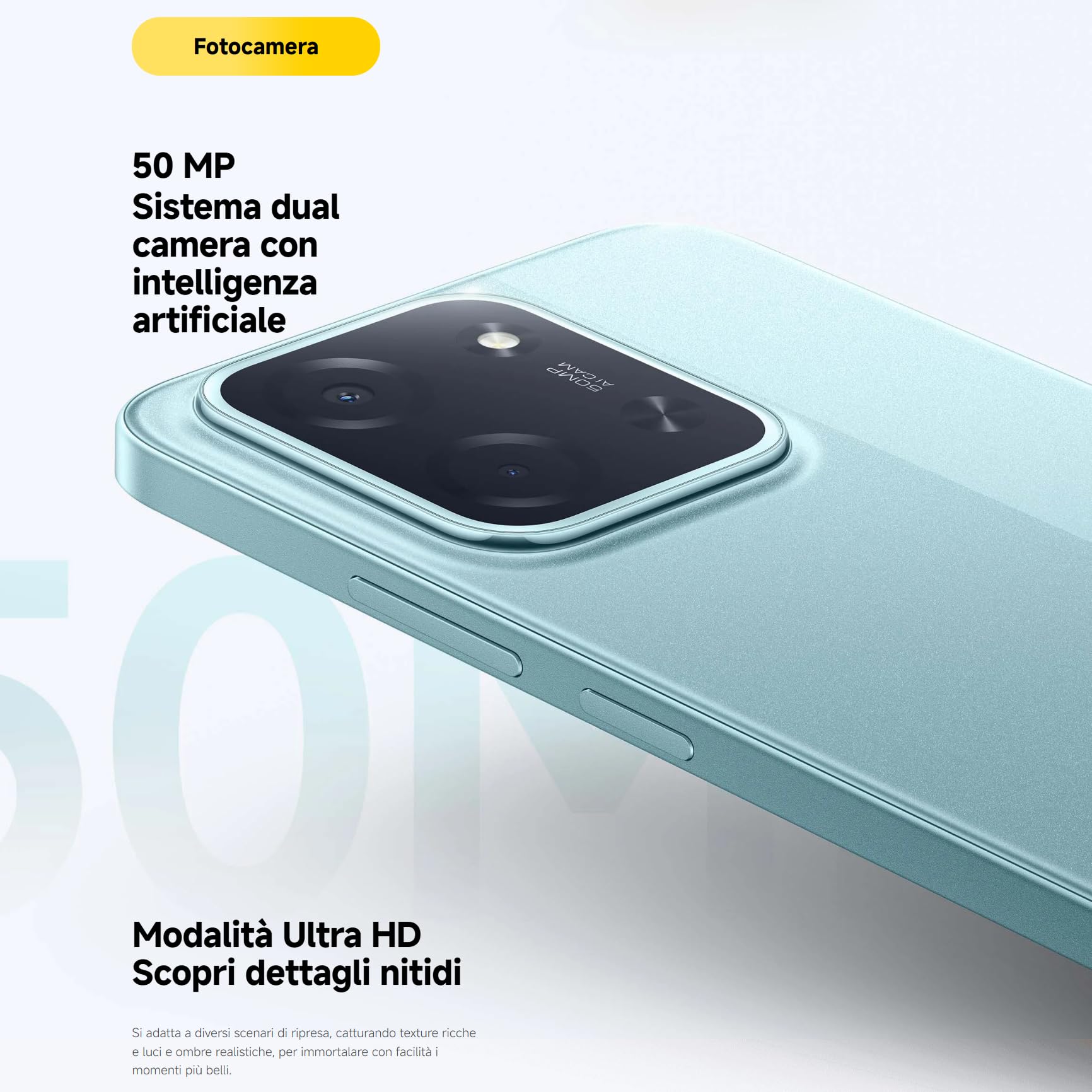 XIAOMI POCO C85, Smartphone 6+128GB, Display 6,9" 120Hz 7,99mm Design, MediaTek Helio G81-Ultra Octa-core, Doppia fotocamera AI da 50MP, 6000mAh, garanzia di 2 anni, Nero, Caricabatteria non incluso