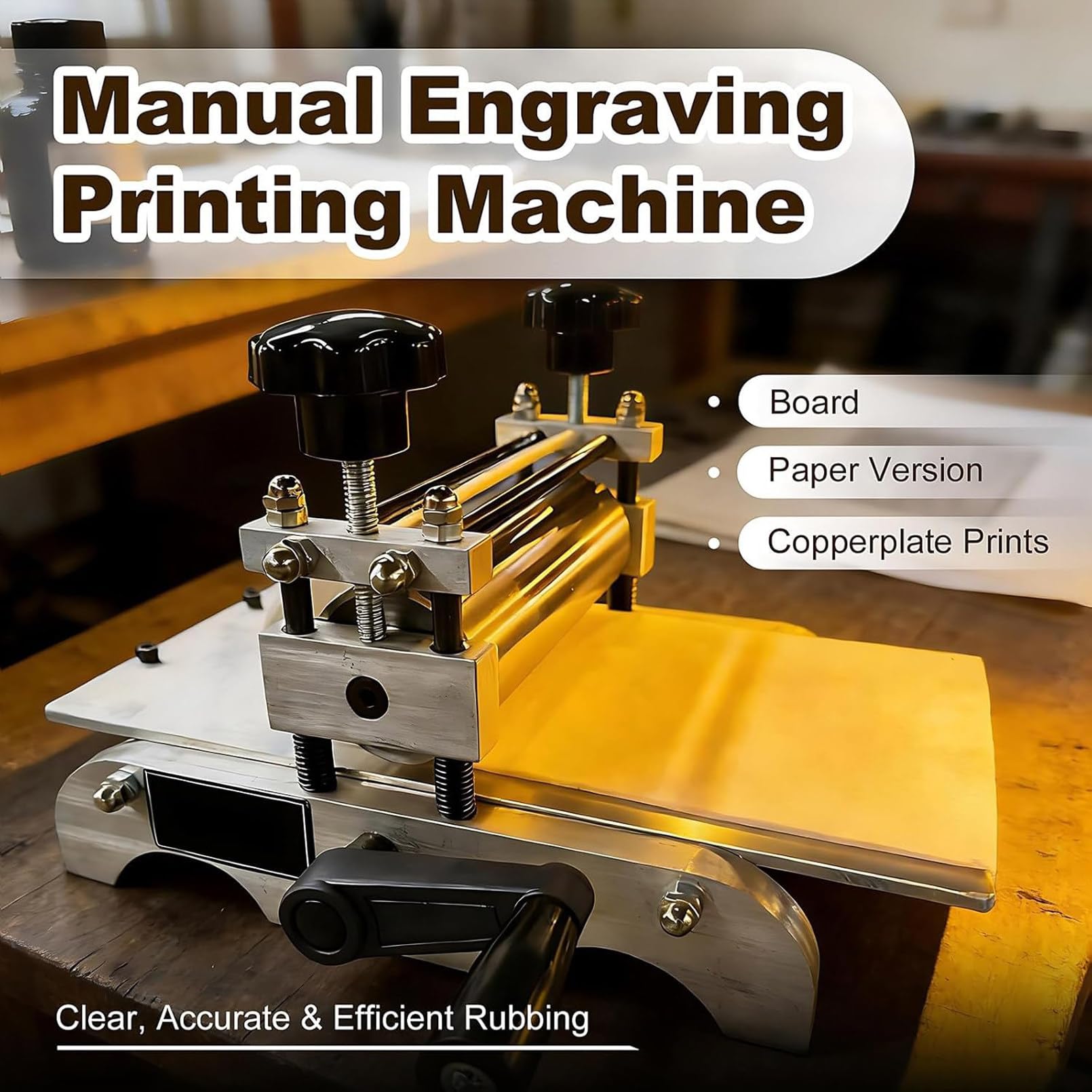 Stampa manuale e macchina per incisione, stampa a base piatta con altezza regolabile del rullo, pressa per incisione laminatore per stampa su legno e rame