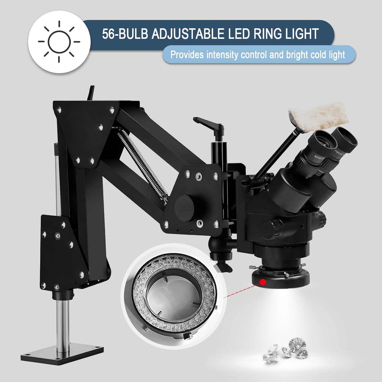 Microscope with Adjustable LED Ring Light