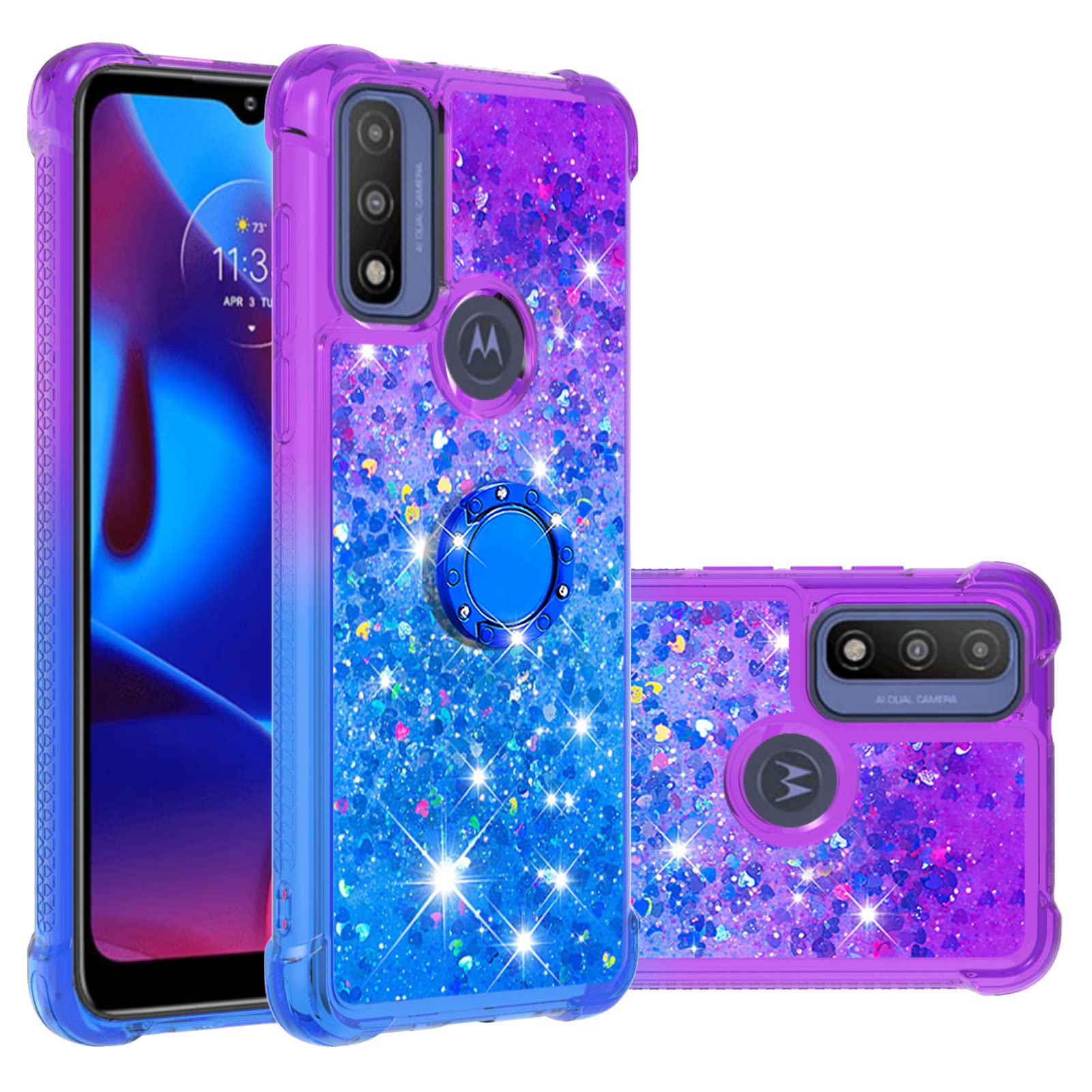 Dinglijia Case for Moto G Power 2022/Moto G Pure Case Gradient Quicksand Series Glitter Bling Flowing Liquid Floating TPU Bumper Cushion Reinforced