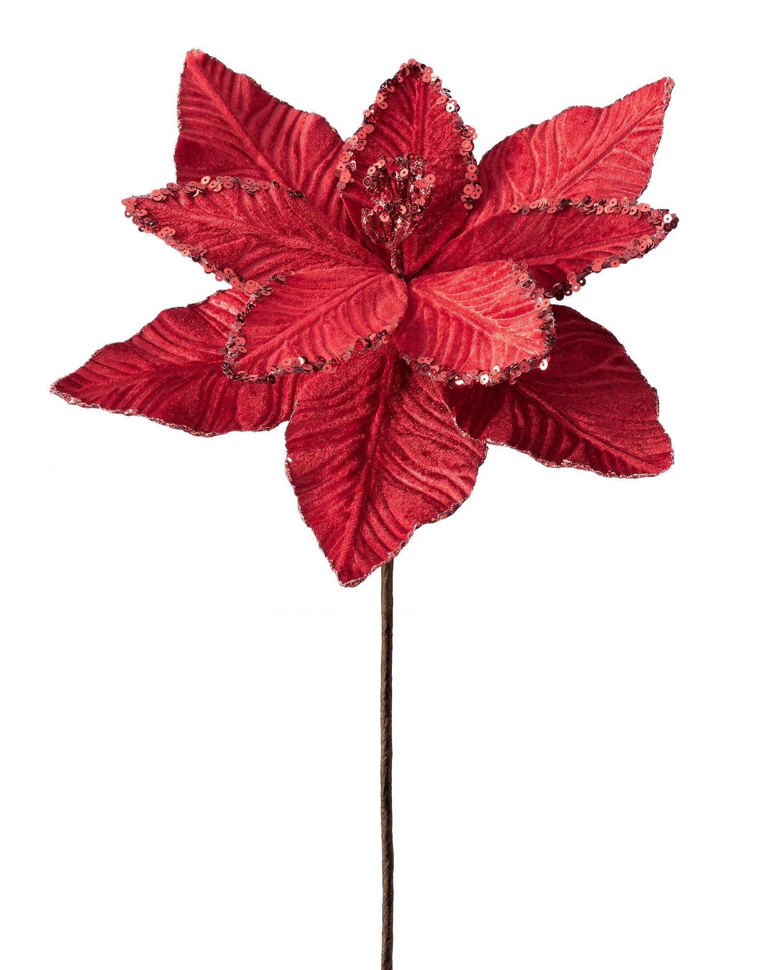 WeRChristmas Artificial Poinsettia Christmas Tree Flower Decoration, Red, 30 cm