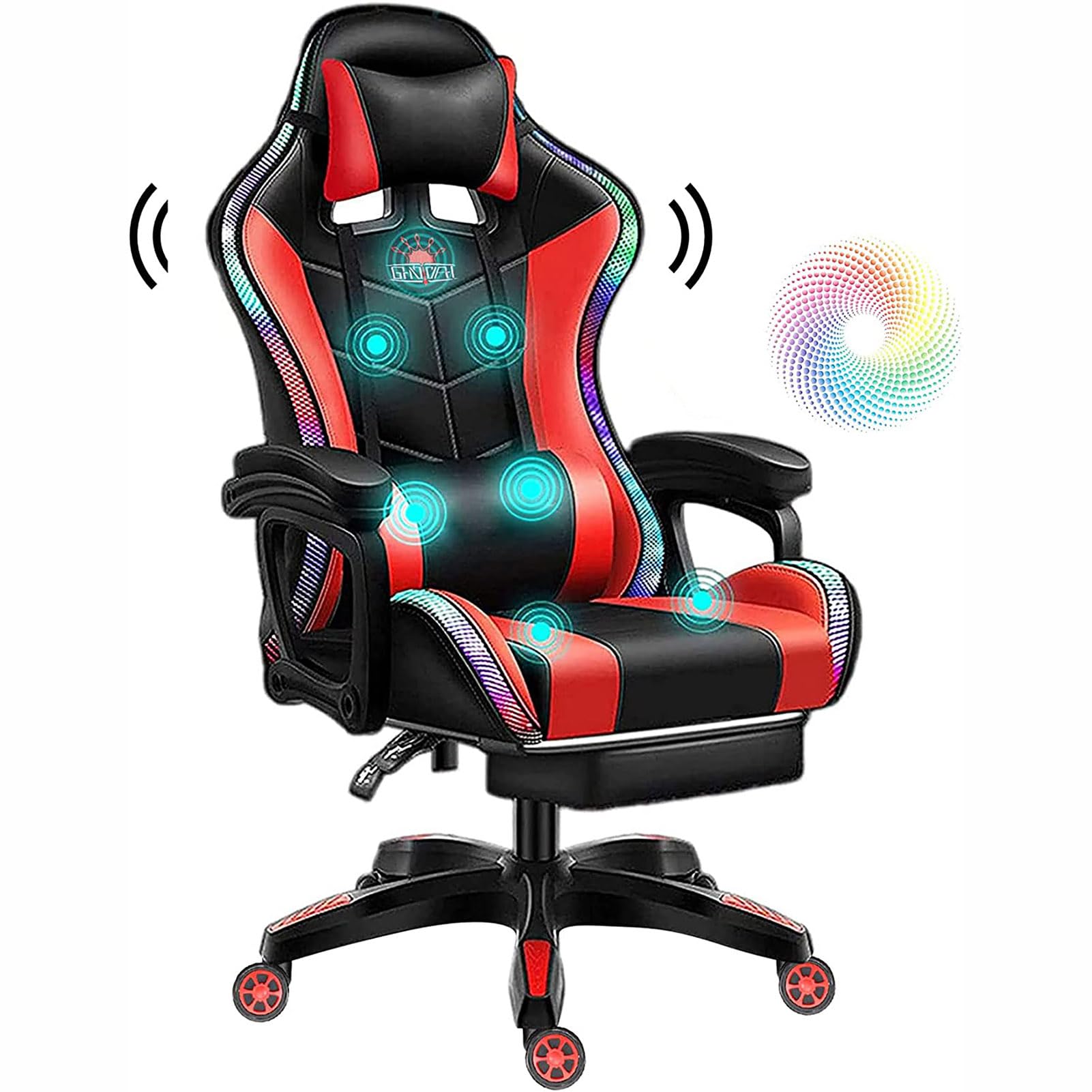 Fauteuil d'ordinateur de massage ergonomique inclinable avec haut-parleurs