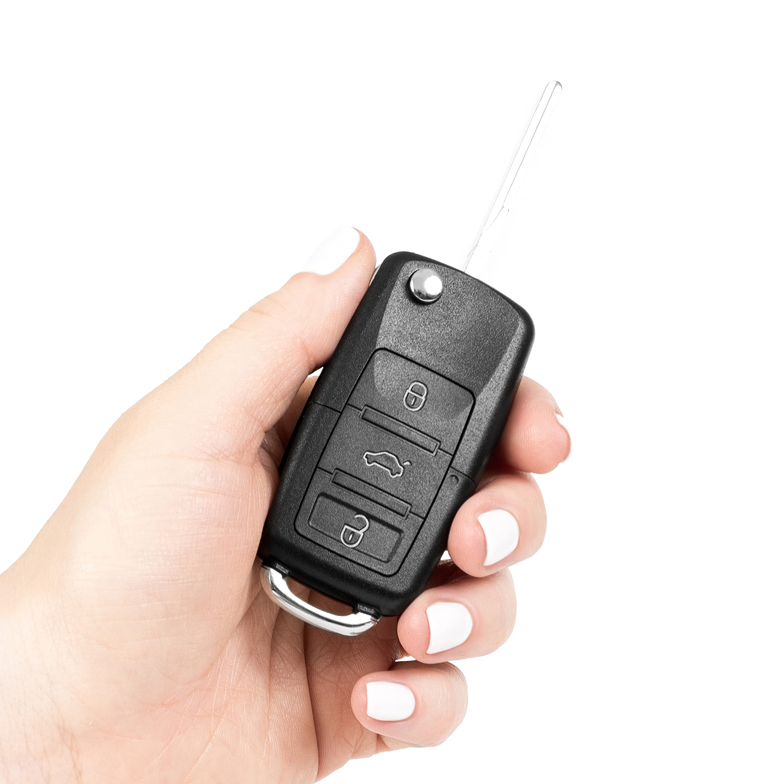 FINTERRY Obudowa Kluczyka Samochodowego kompatybilna z Volkswagen Golf Passat Polo Skoda Octavia Fabia Superb Seat Leon Ibiza – Zamiennik Pilota Składana Obudowa Klucza 3 Przyciski
