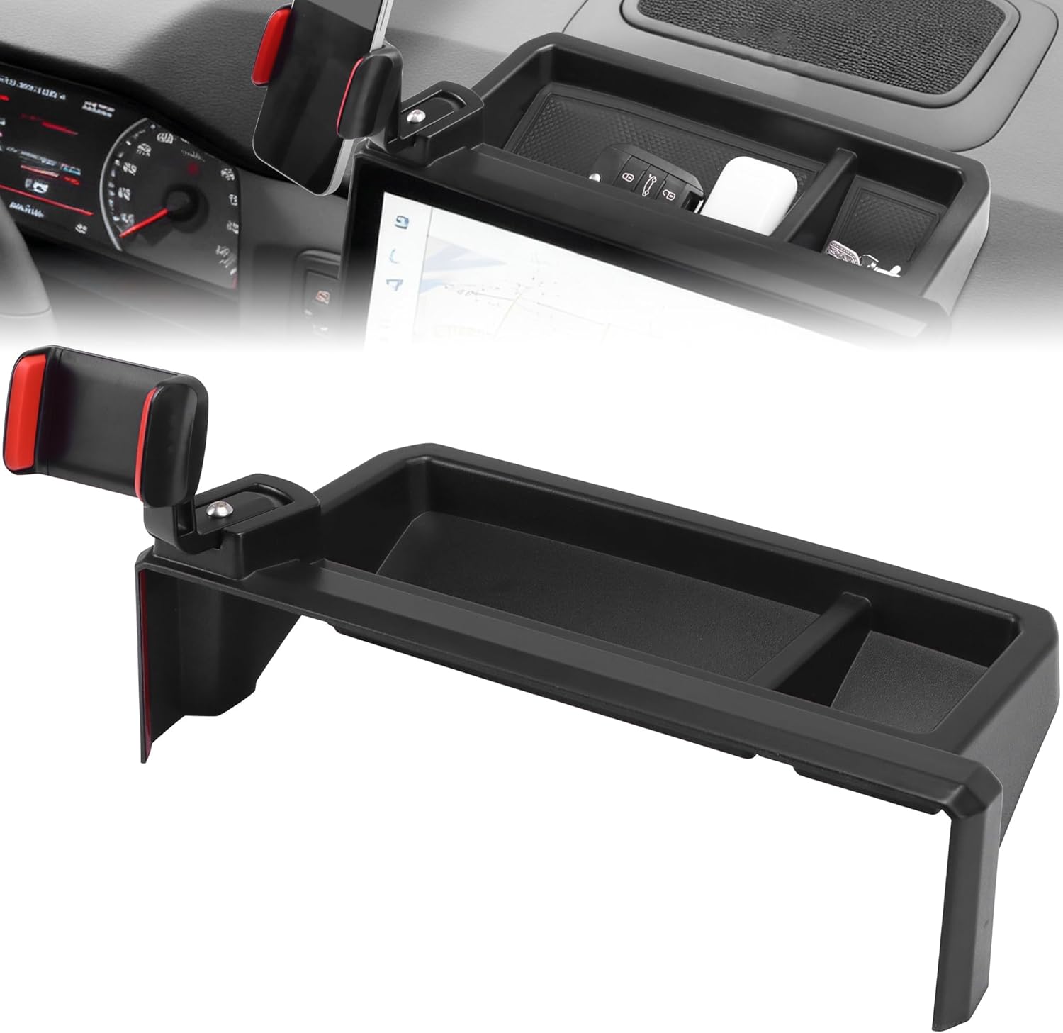 Car Phone Holder W/Dash Organizer Fit for Toyota Tacoma 2024 2025 2026 4Runner Accessories, 360 Degree Rotation Phone Mount Dashboard Screen (14-Inch) Center Console Fit for Tacoma SR SR5