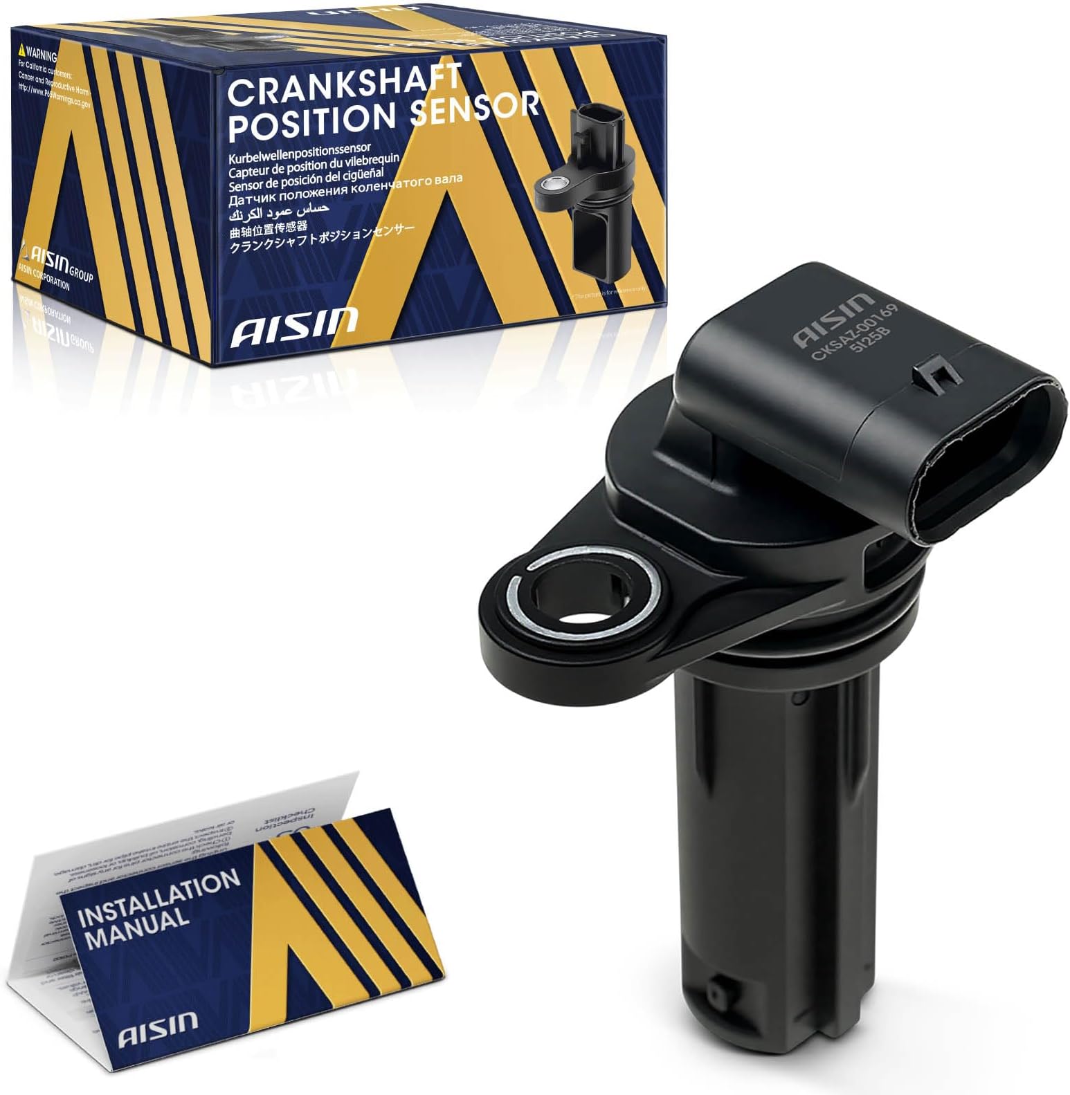 AISIN CKSAZ-00169 Engine Crankshaft Position Sensor - Compatible with Jeep Grand Cherokee 2011-2015, Wrangler 2012-2017, Cherokee 2014-2016, Dodge Charger Durango 2011-2021, Grand Caravan 2011-2020