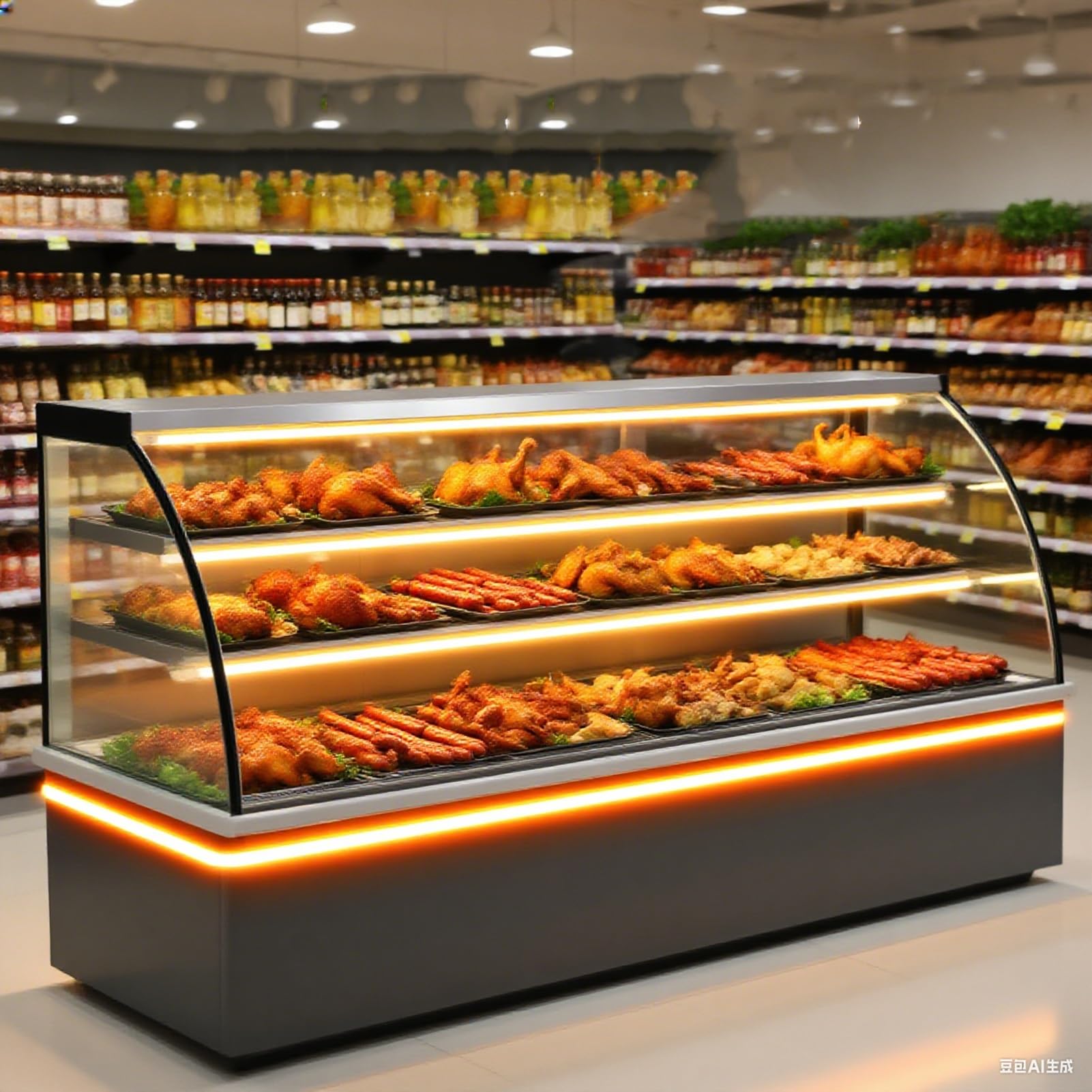 Vetrina Pasticceria, Buffet Refrigerato Commerciale Coperchio In Vetro, Tavolo Riscaldante Esposizione Pane E Alimenti Per Cucina(81X53X50CM)