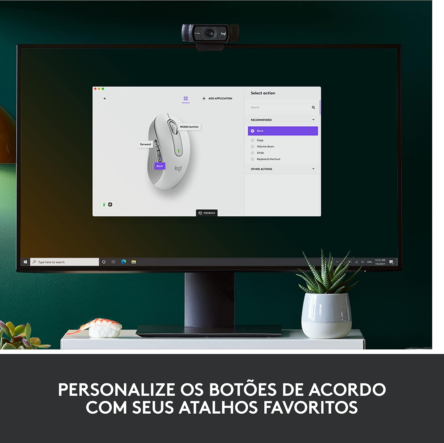 Mouse Sem Fio Logitech Signature M650 com Design de Tamanho Compacto, Clique Silencioso, Botões Laterais Personalizáveis, Conexão USB e Bluetooth - Branco