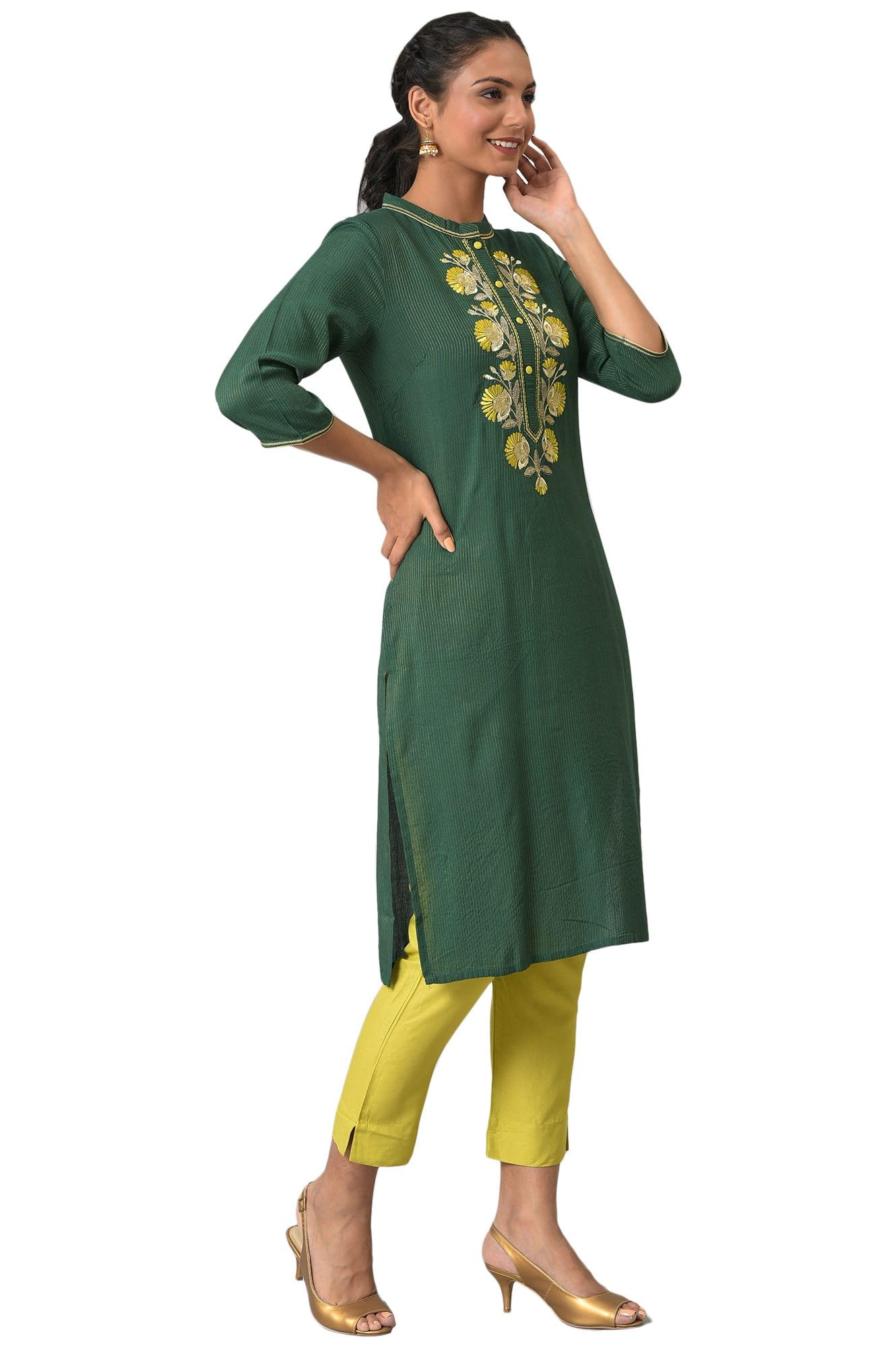 Aurelia Set Kurta da donna in viscosa a righe con pantaloni