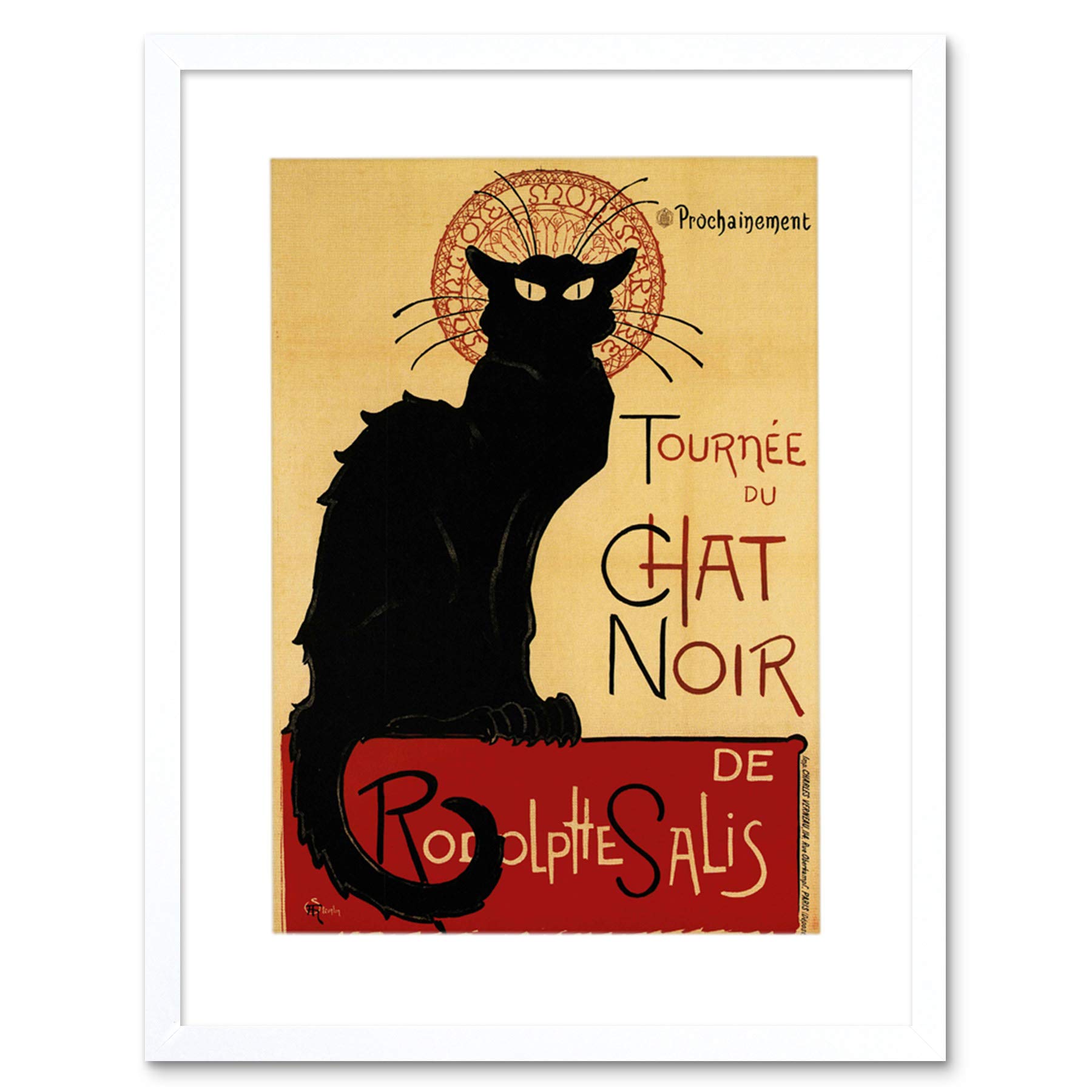 Wee Blue Coo Black Cat Chat Noir Rodolphe Salis Paris France Framed Art Print Picture F12X199