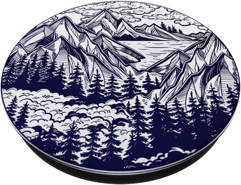 Wanderlust Mountain Scene with Clouds & Pine Trees PopSockets PopGrip: Swappable Grip for Phones & Tablets