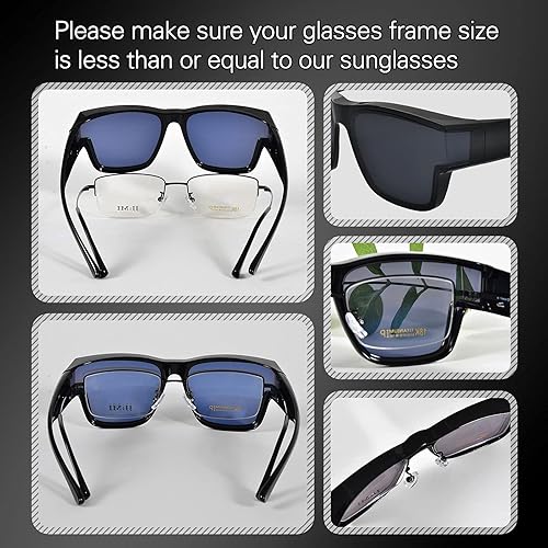 Miniatura 5 de PSI Lentes de sol de gran tamaño para mujeres y hombres, lentes de sol que se ajustan sobre lentes, lentes de sol de protección solar, lentes de