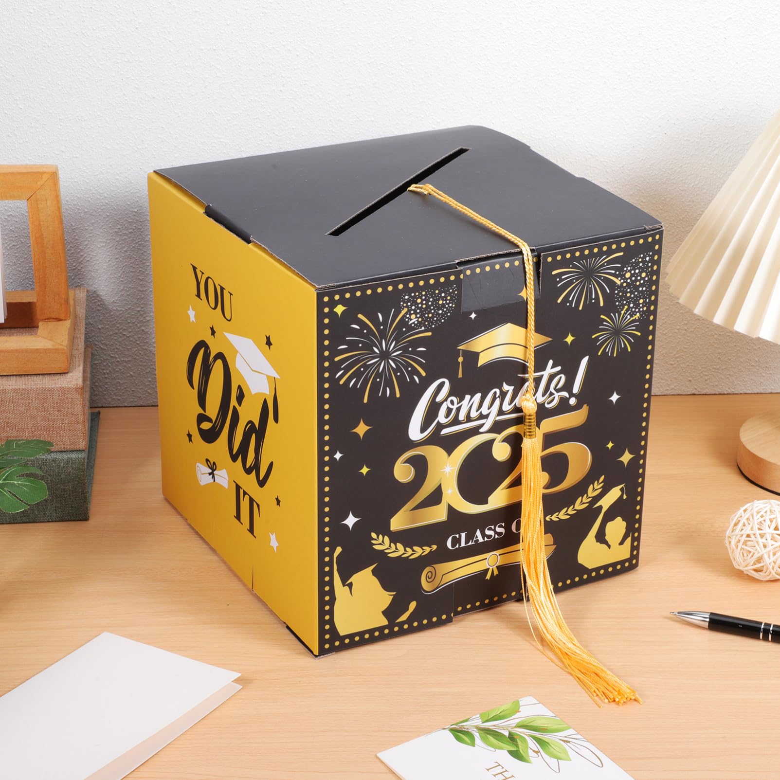 VILLCASE Graduation Card Box Holder Versatile Decorative Storage for Wishes Cash and Greeting Cards Compact and Sturdy Design for Graduation Parties and Celebrations