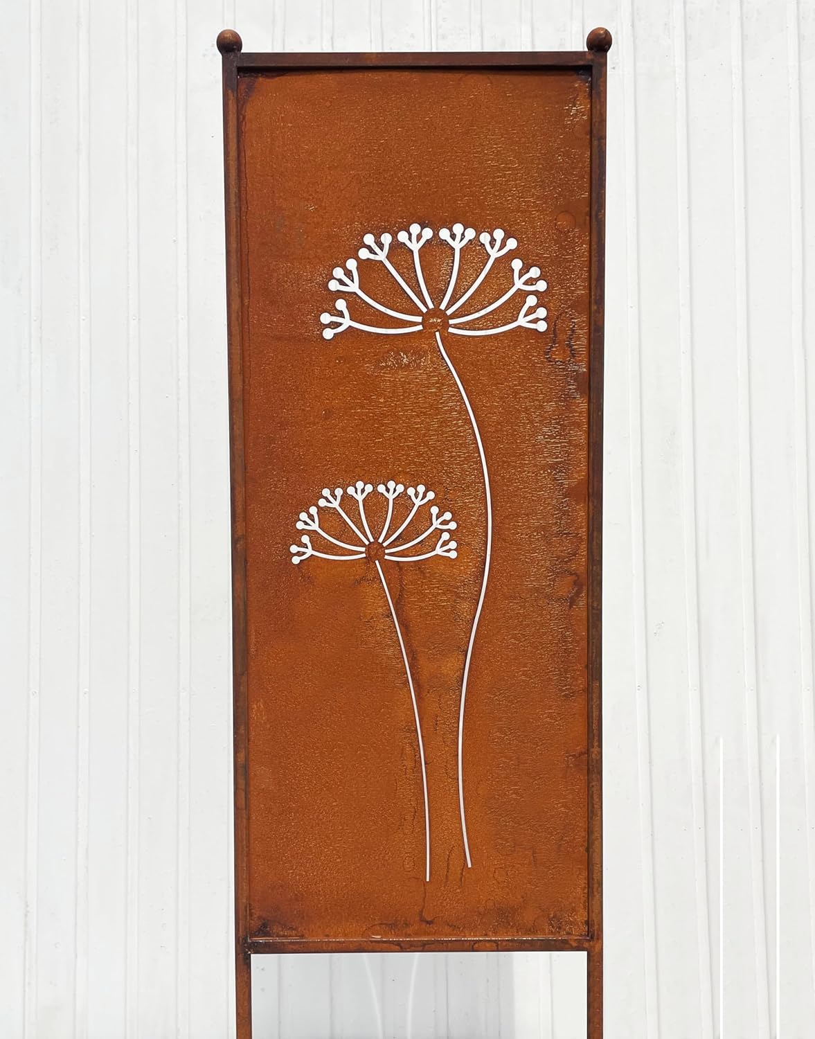 Valla de metal oxidado con diseño de flores de Dolde, 162 cm x 53 cm, ideal para colocar en el jardín, óxido
