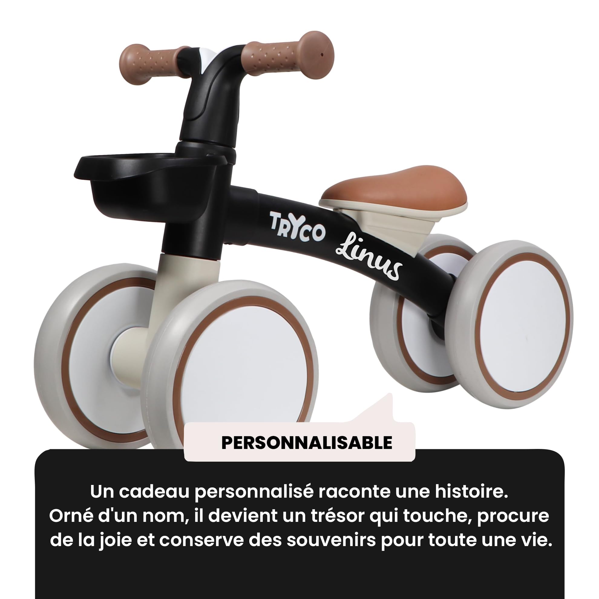 Draisienne Tryco First Bike Luna – Personnalisable avec Le prénom – draisienne Enfant en Bois – dès 2 Ans – vélo d’équilibre personnalisé