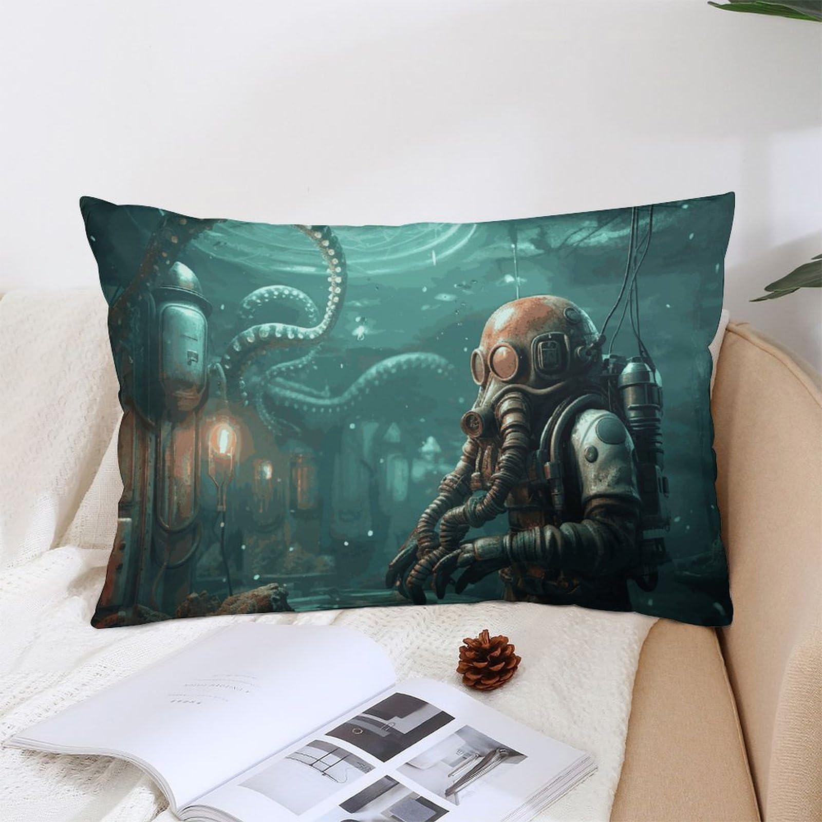 NTVOWPZO Decoration Throw Pillow Covers 12 "x20 Pillowcases Covers Cool Octopus Diver Soft Pillowcases Modern Farmhouse Home Decor Sofa Cushions Covers for Couch Bed Living Room