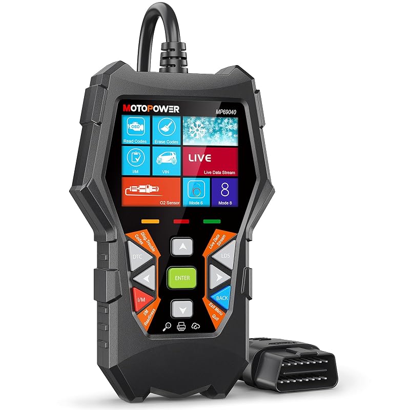 Scanner automotivo OBD2 MOTOPOWER MP69040 com tela TFT de 2,8 pol. e leitor de códigos