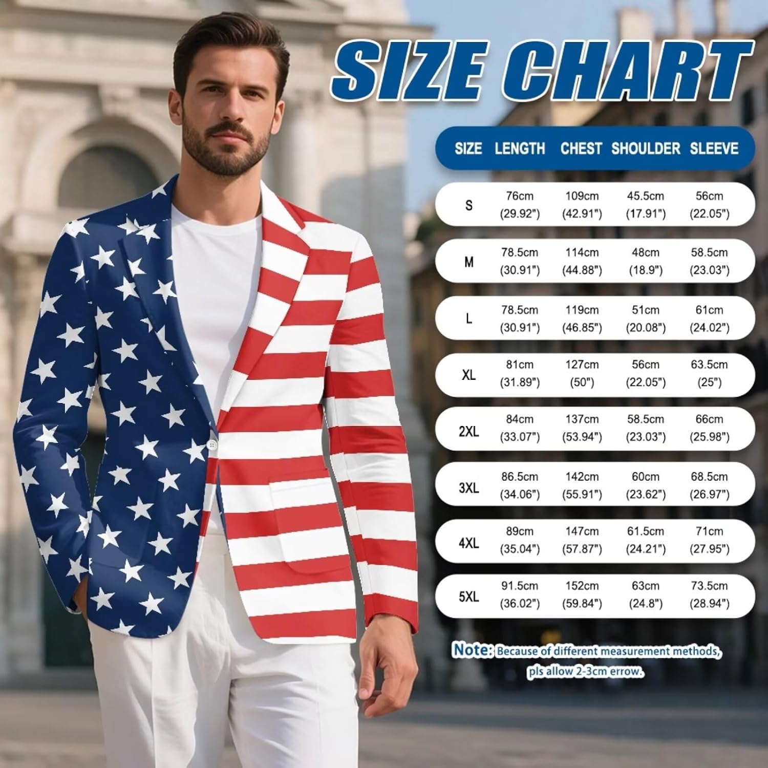 TOADDITDO Suit Jacket for Men Casual American Flag Print Lightweight One Button Blazer with 2 Side Pockets