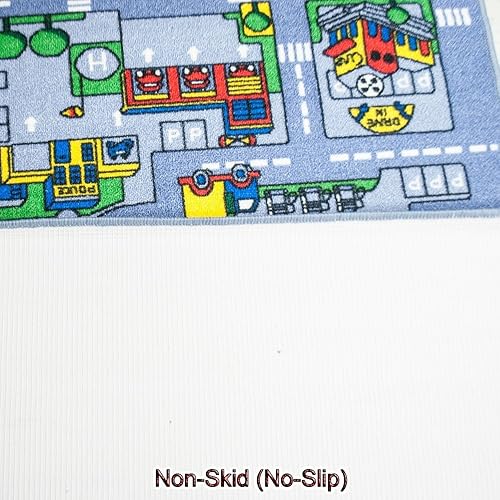 Miniatura 3 de Alfombra infantil con diseño de mapa de calles, color gris, 3 x 5 pies, parte trasera de gel antideslizante (39 x 58 pulgadas)