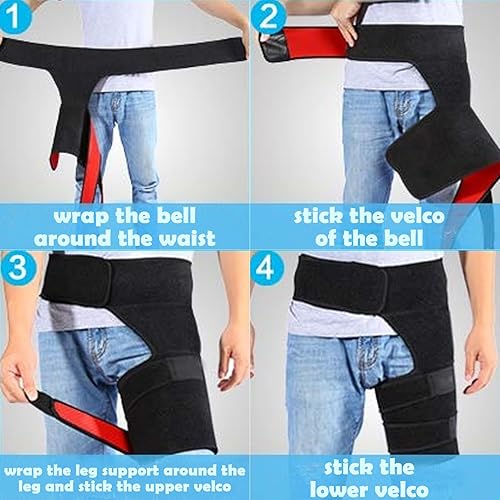 Miniatura 4 de Milltrip Ace Brace - Soporte de compresión para la ingle y soporte para la ingle, soporte de compresión negro, ajustable, soporte para muslo, alivio