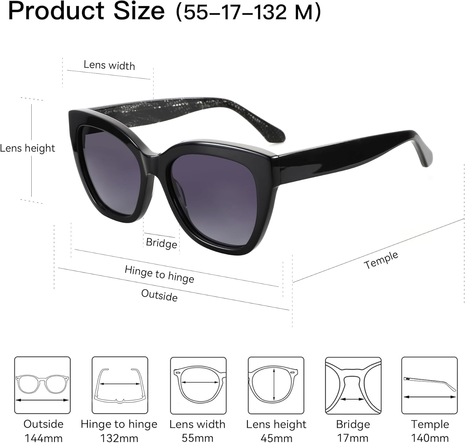 ZENOTTIC Polarized CatEye Sunglasses Women: Oversized Square Sunglasses for Woman - Cute Cat Eye Shades UV400 Protection - Image 2