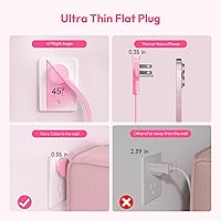 Vista 8 de Pink Power Strip, NTONPOWER Power Strip Flat Extension Cord 15FT, 9 Outlets 3 USB Ports(1 USB C), Wall Mount, 1080J, Multiple Outlets for Home