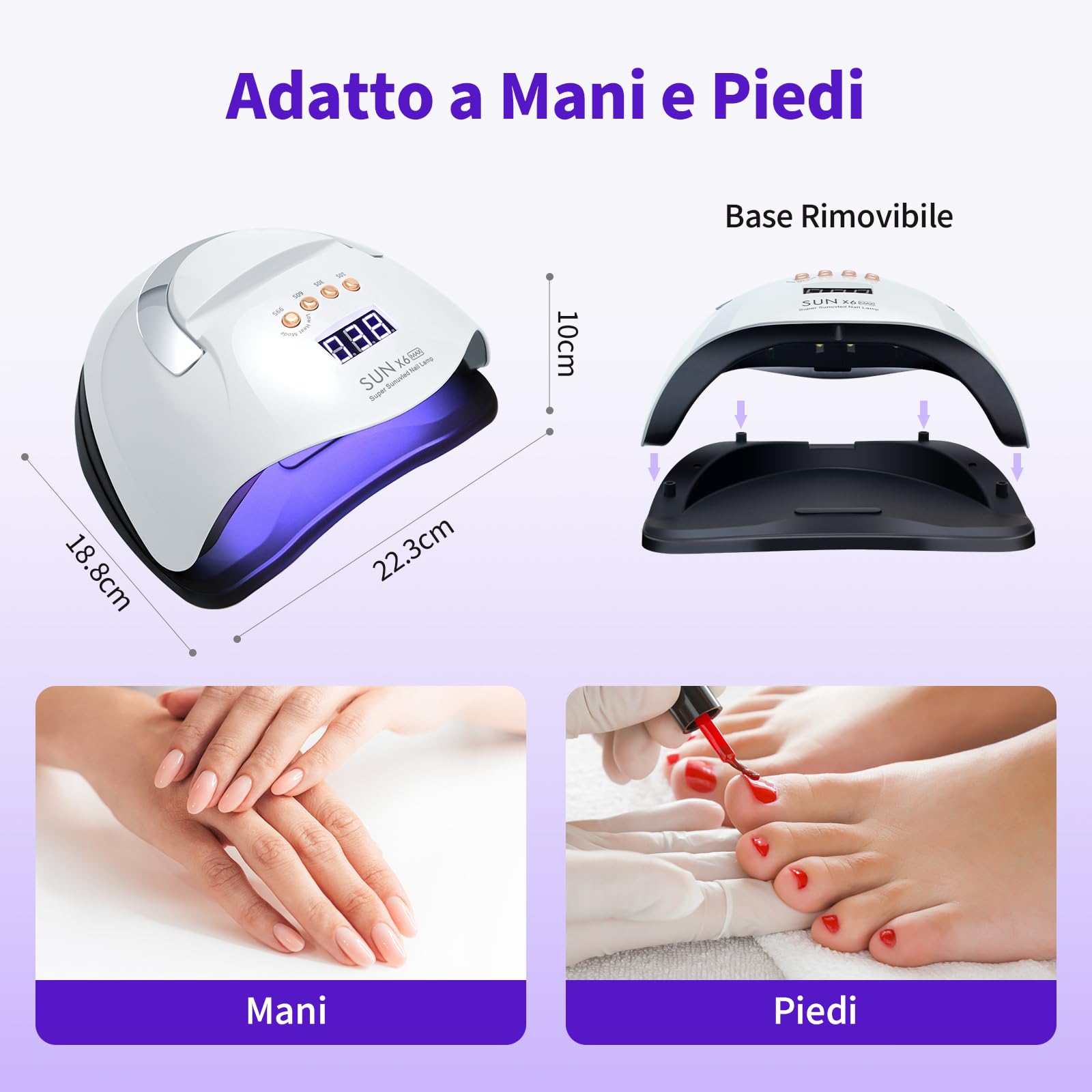 220W Lampada UV Led Unghie, Lampada UV per Unghie in Gel, Fornetto Unghie Semipermanente, UV Lamp Nails per Unghie Professionale con 66 Perline LED, 4 Timer, Sensore Automatico