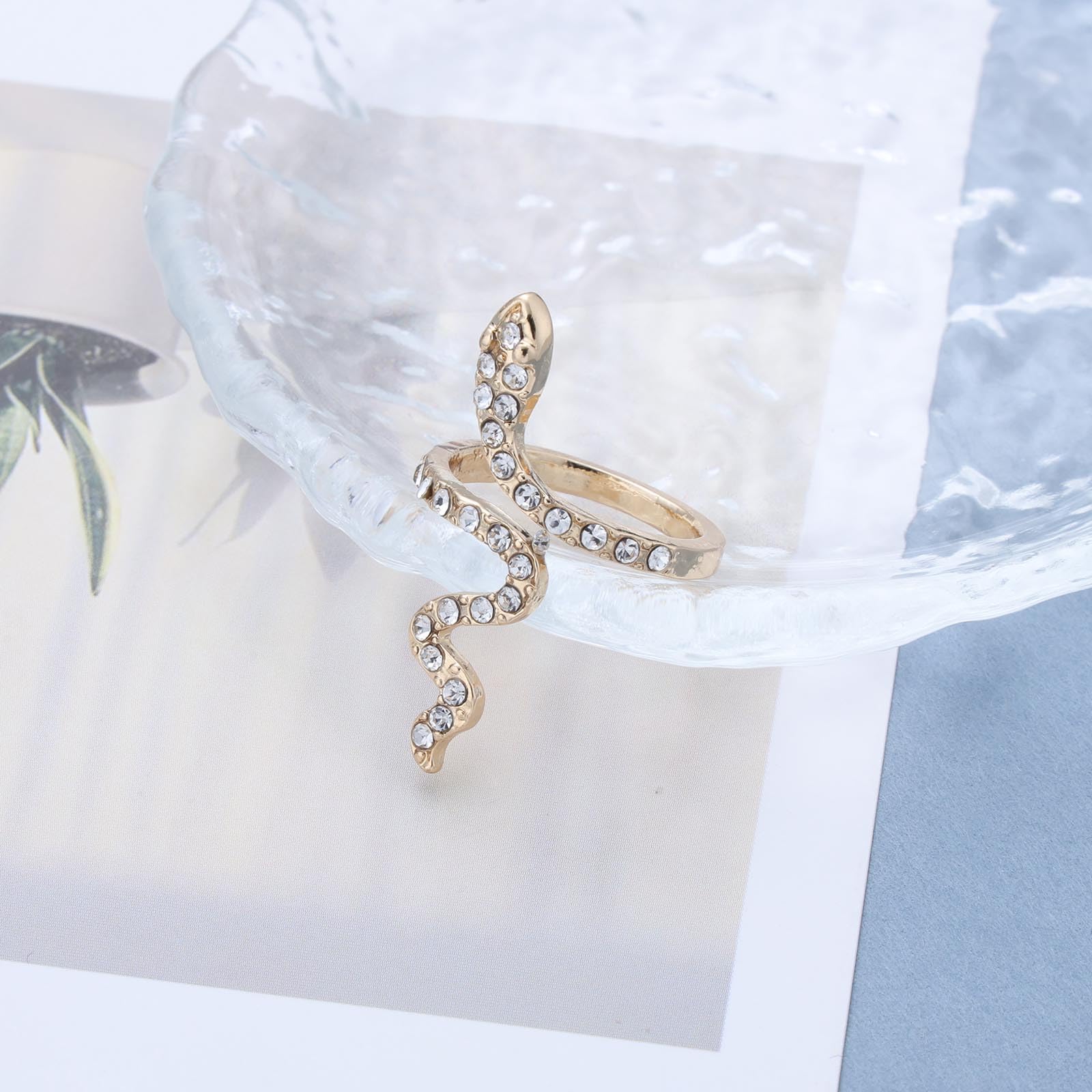 Wrap Serpiente Anillo De Oro De Cristal Serpiente Wrap Anillo Gótico Serpiente Abierta Anillos Ajustables Personalidad Cz Serpiente Conjunta Declaración Dedo Anillos Góticos Joyería Animal