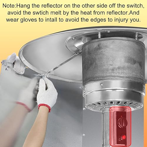 Miniatura 6 de Escudo reflector mejorado para calentador de patio, (grande, 3 paneles), deflector de calefacción de propano, enfoque de calor eficaz