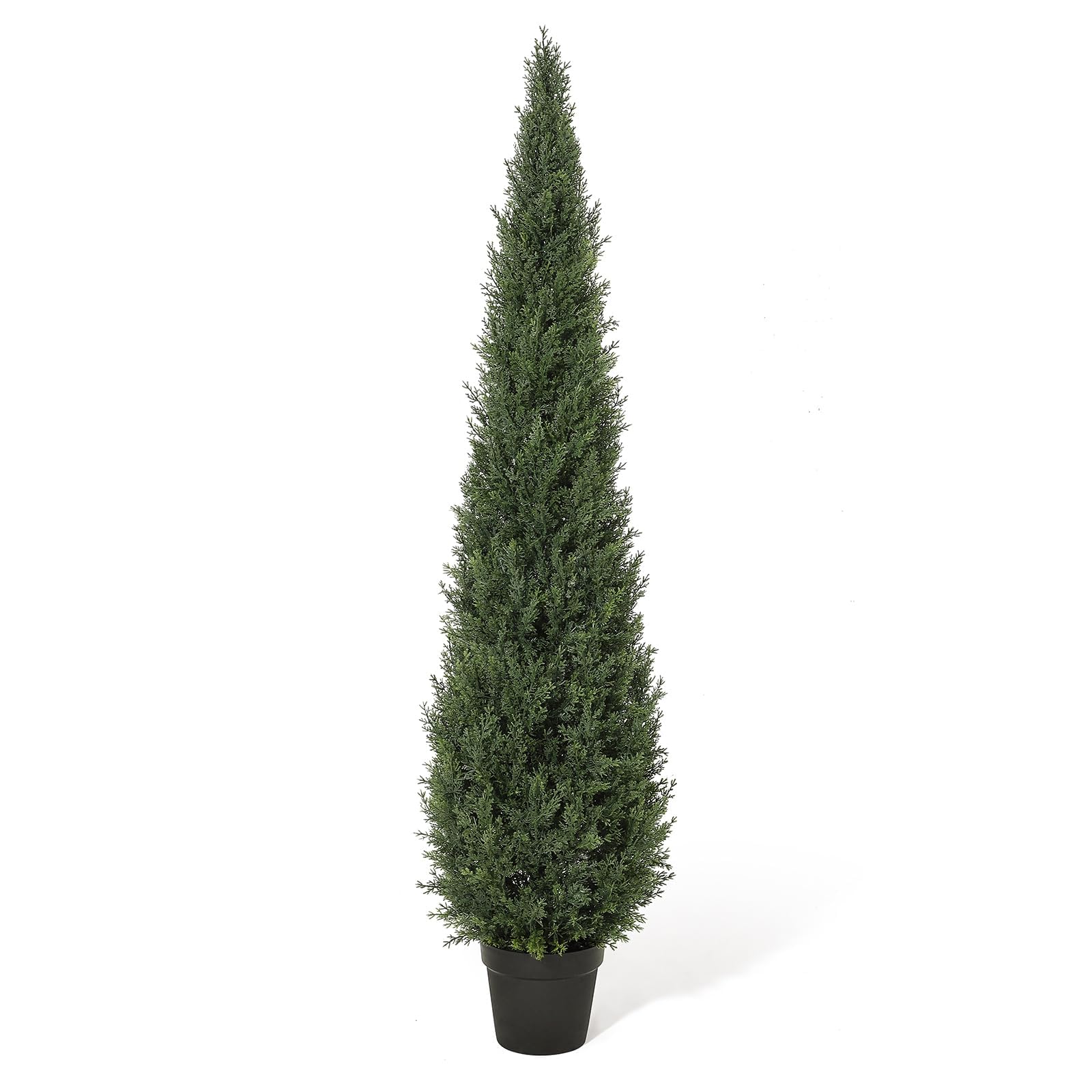 Aptliton Ultra-Realistic Artificial Cedar Cypress Topiary Tree, Lifelike Faux Evergreen UV-Resistant in Pot, Indoor Outdoor Home, Office, Porch, Garden Decoration, 5ft (1pc)