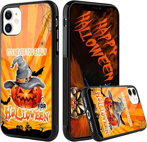 Carcasas de teléfono de Halloween con diseño de calabaza de bruja espeluznante, nunca es demasiado temprano, compatibles con iPhone 15, 14, 13, 12,
