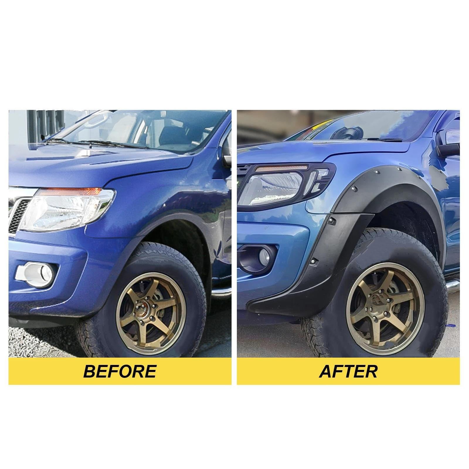 Sourcils de Roue de Voitur pour F&ord pour Ranger 2012-2014 T6 pour Double Cabine 9" Écrou Riveté De Poche Tout-Terrain Garde-Boue Élargisseurs D'aile Passage De Roue Garde-Boue pour Auto