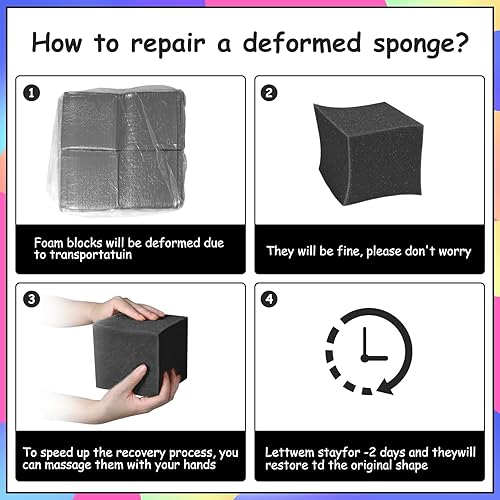 Miniatura 14 de TRENDBOX 48 bloques de espuma de 5 x 5 x 5 pulgadas, cubos de esponja, cubos de espuma para hoyos, bloques de esponja para parque de atracciones