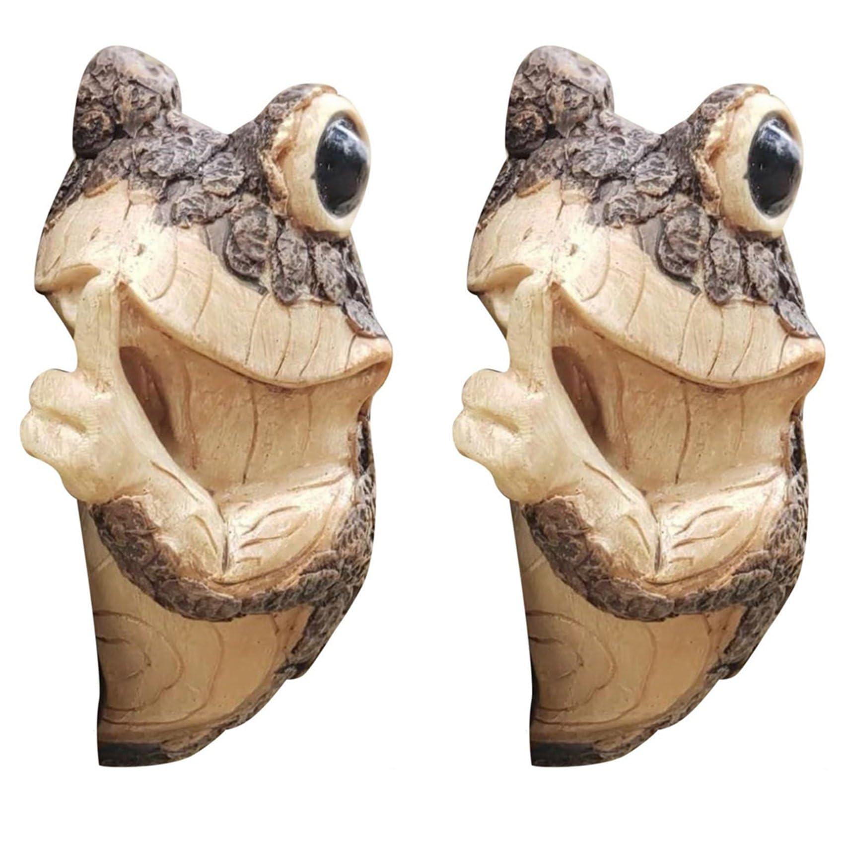 Vjsujehgy 2X Quiet Frog Tree Peeker Garden Tree Sculptures Outdoor Tree Face Garden Tree Hugger Statue Indoor Outdoor Yard A