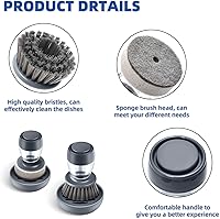 Vista 6 de Cepillo para platos con dispensador de jabón, juego de fregadores de platos de cocina con bandeja de drenaje para lavar platos/ollas, gris, juego