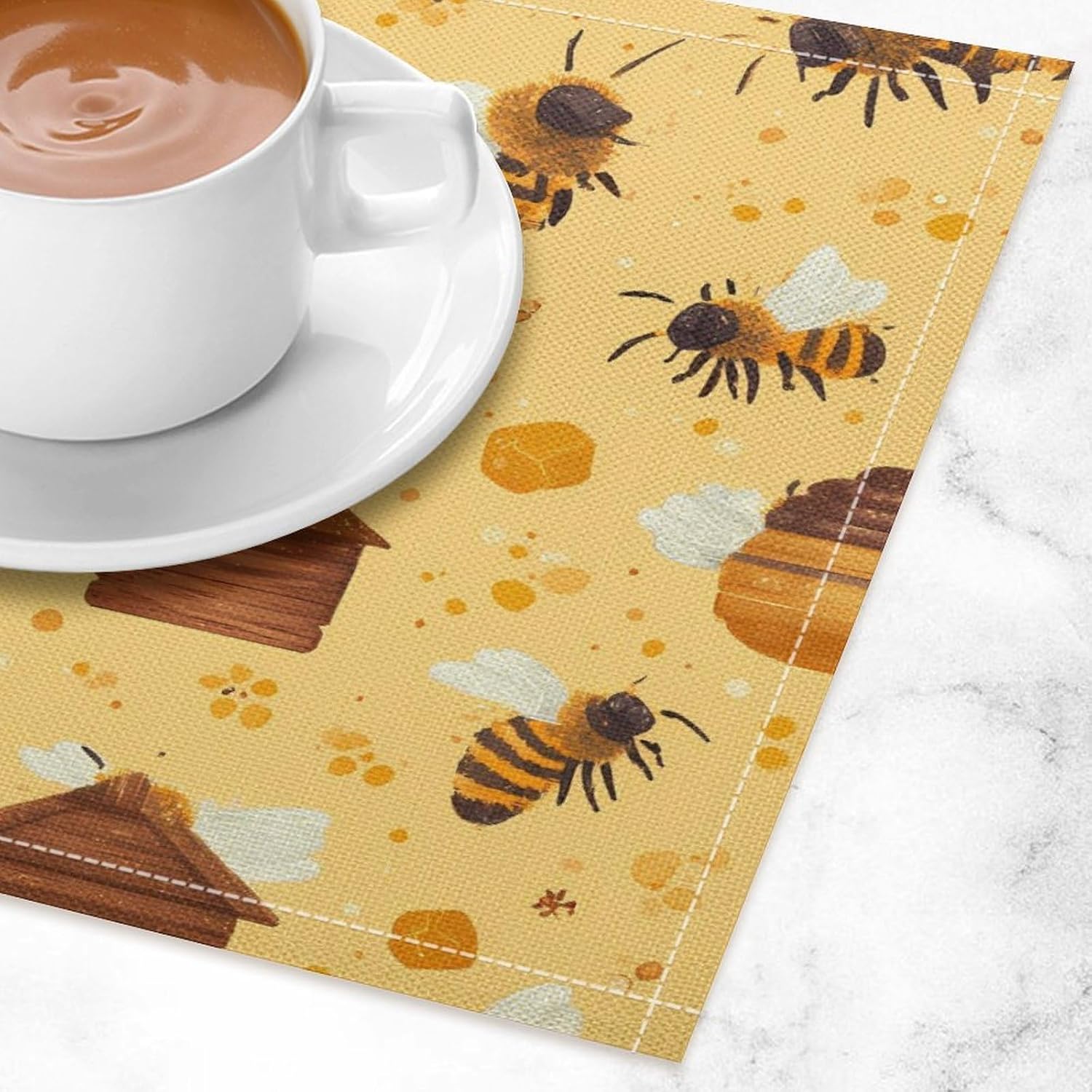 Honey Bees Rectangle Linen Placemat 12x17 Inch 1PCS image 3