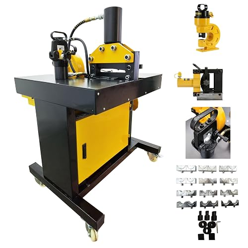 INTSUPERMAI Electric Hydraulic Busbar Processing Machine 4 in 1 Hydraulic Busbar Punching Cutting Bending Processing for Cutter/Hole Puncher/Bending/Crimping Machine 110V