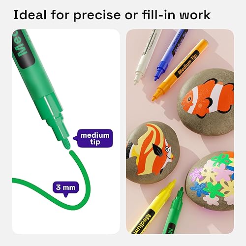 Miniatura 4 de Rotuladores de pintura acrílica – 30 bolígrafos de pintura acrílica de punta media (0.039 pulgadas), ideales para pintura en roca, madera, tela