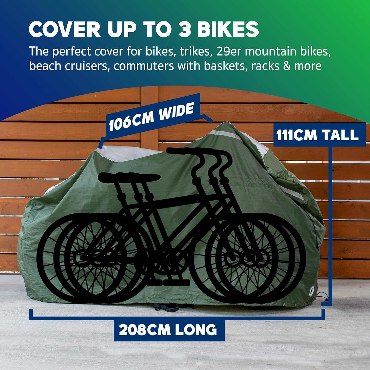 Telo protettivo per bicicletta, riflettente, per esterni, impermeabile e resistente alle intemperie, per biciclette, trikes, 29ers e biciclette elettriche (XXL-verde)