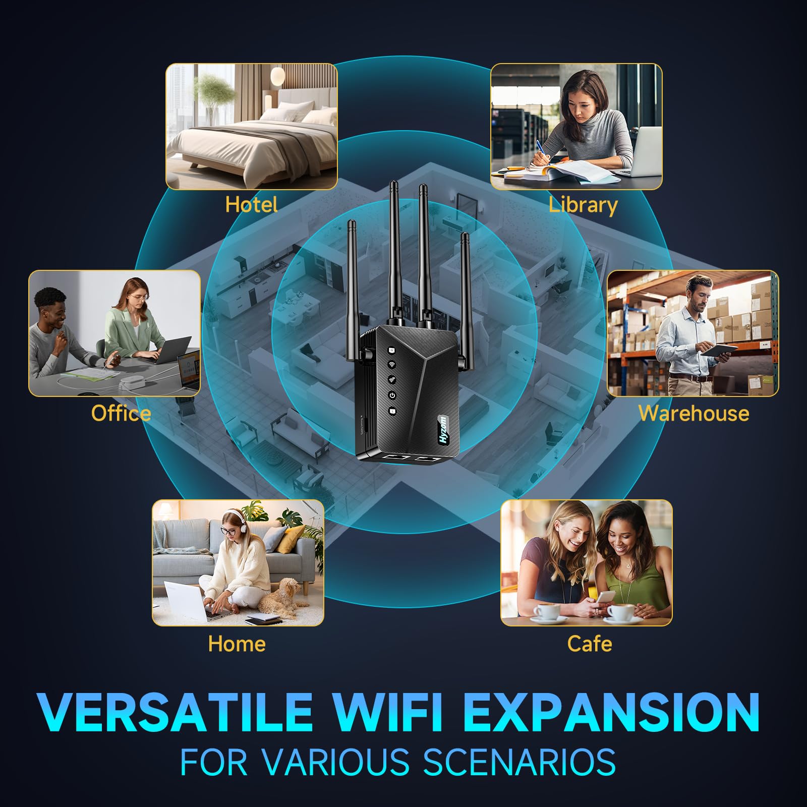 WiFi Extender, 2026 Strongest WiFi Extender Signal Booster, Whole Home Internet Repeater Covers up to 15,000 sq.ft and 50 Devices, Easy Setup | Banish WiFi Dead Zones — view 8