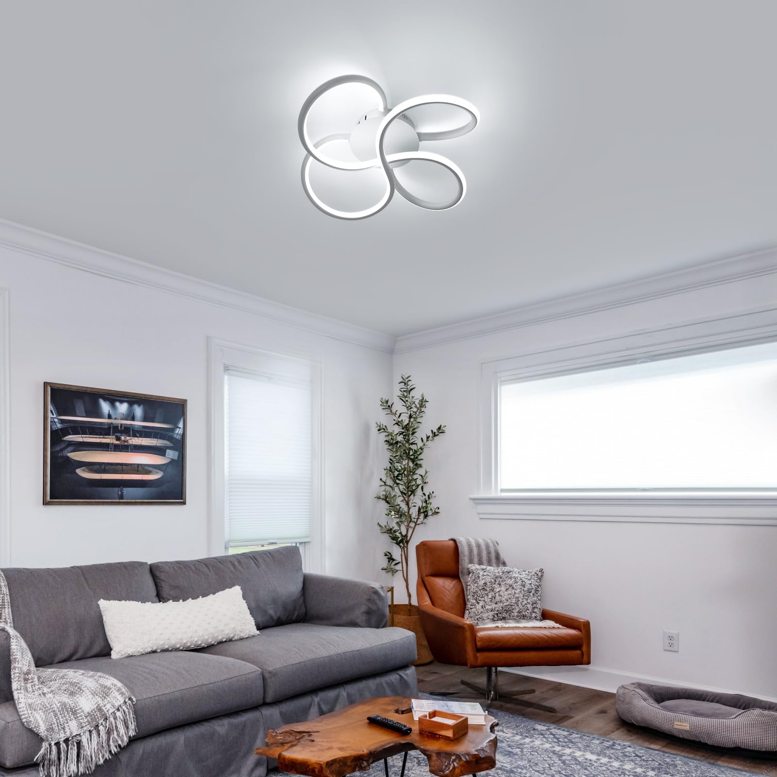Comely Plafoniera LED Soffitto, 40 W 4500 LM Moderna Lampada da Soffitto Design Fiore, Lampada LED Soffitto Bianca per Camera da letto, Soggiorno, Cucina, Corridoio, Bianco Freddo 6500 K