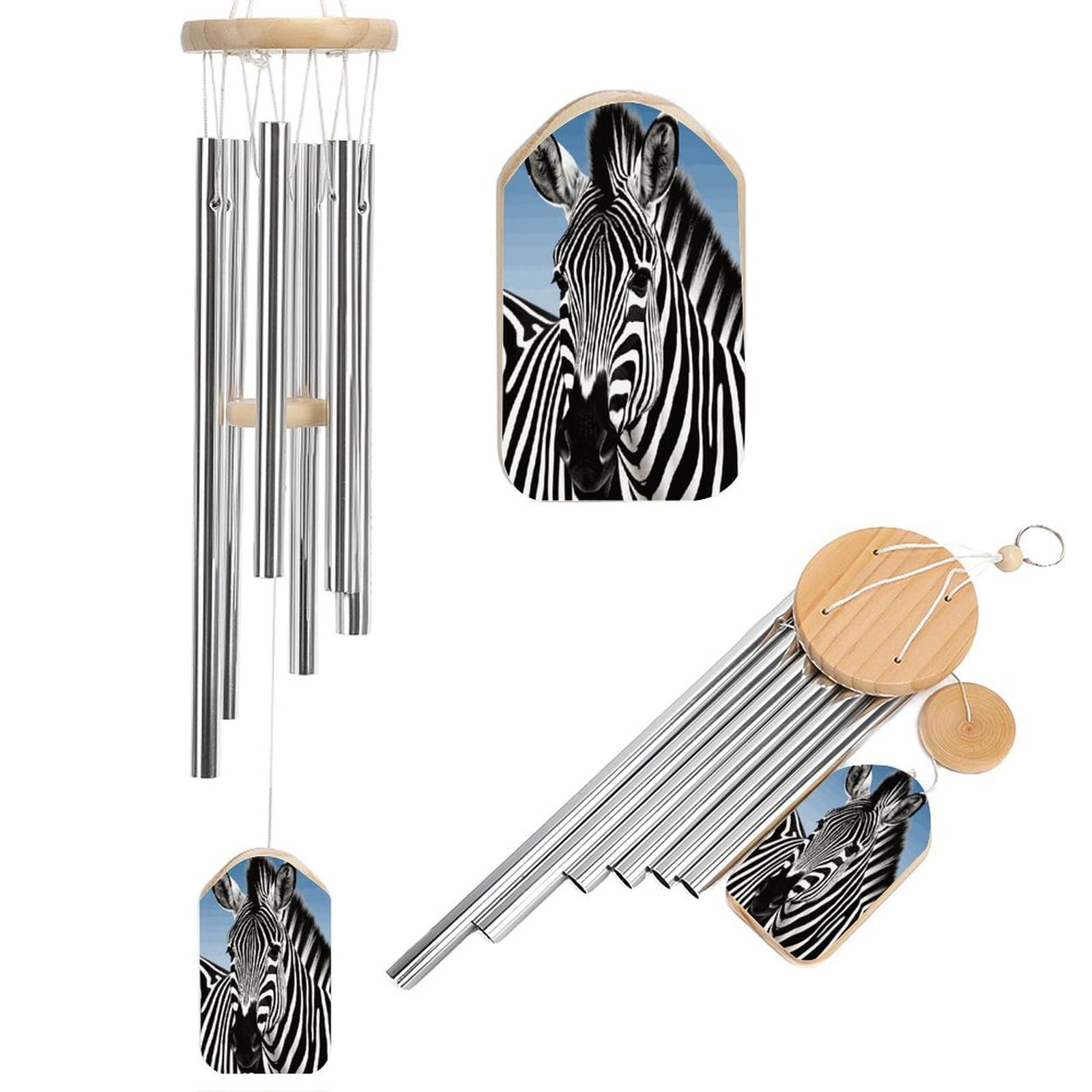 Zebra Wind Chimes for Outside Personalized Sympathy Wind-Chime with 6 Tuned Tubes Elegant Aluminium Wind Chimes Memorial Windchimes Best Gift 20.5"