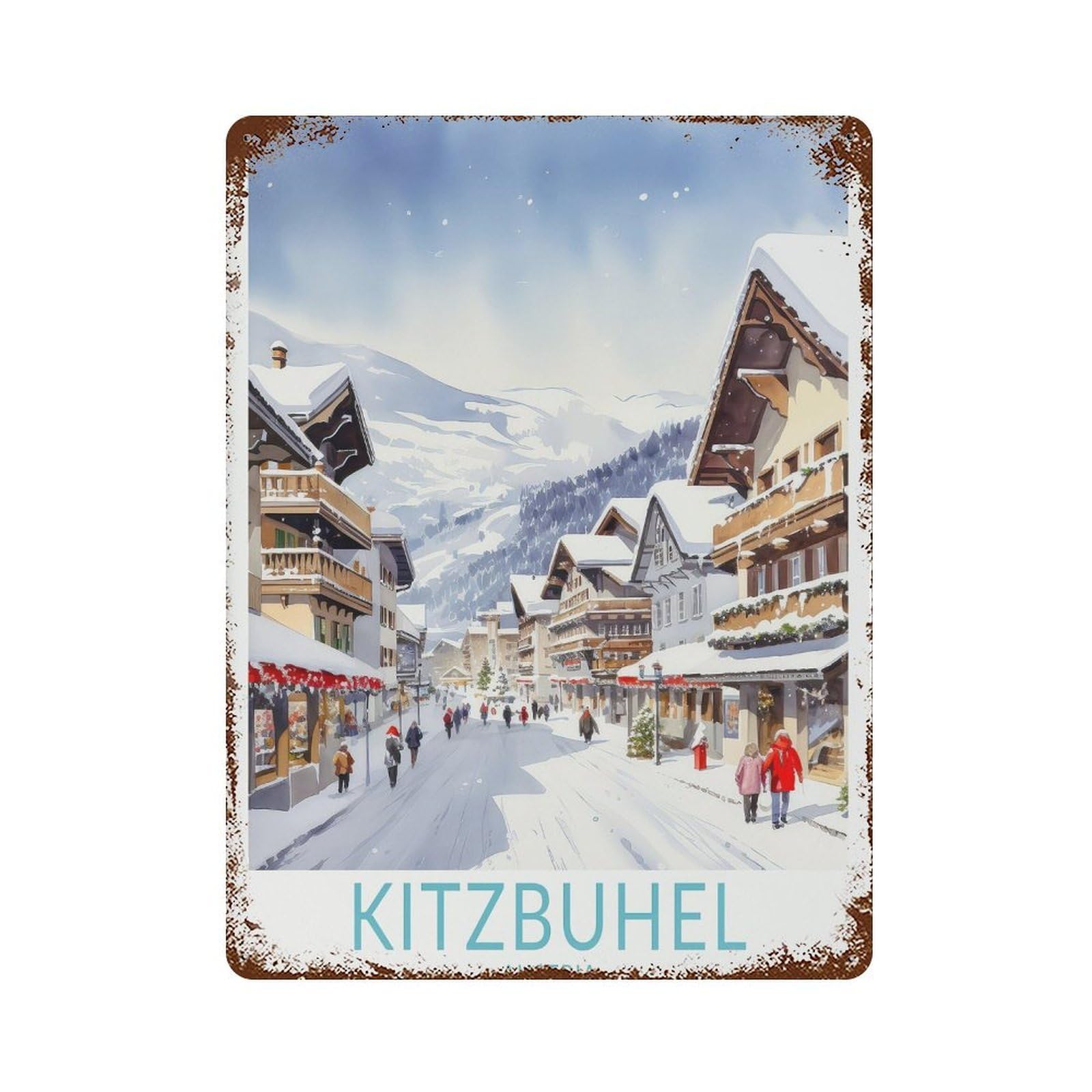 xiaoxiaoshen Kitzbuhel Austria Travel City Decor, Personalised Gifts Wall Decor Art Metal Tin Poster Modern Home Decor Art Home Bar Shop Decorations Vintage Sign 40x30cm