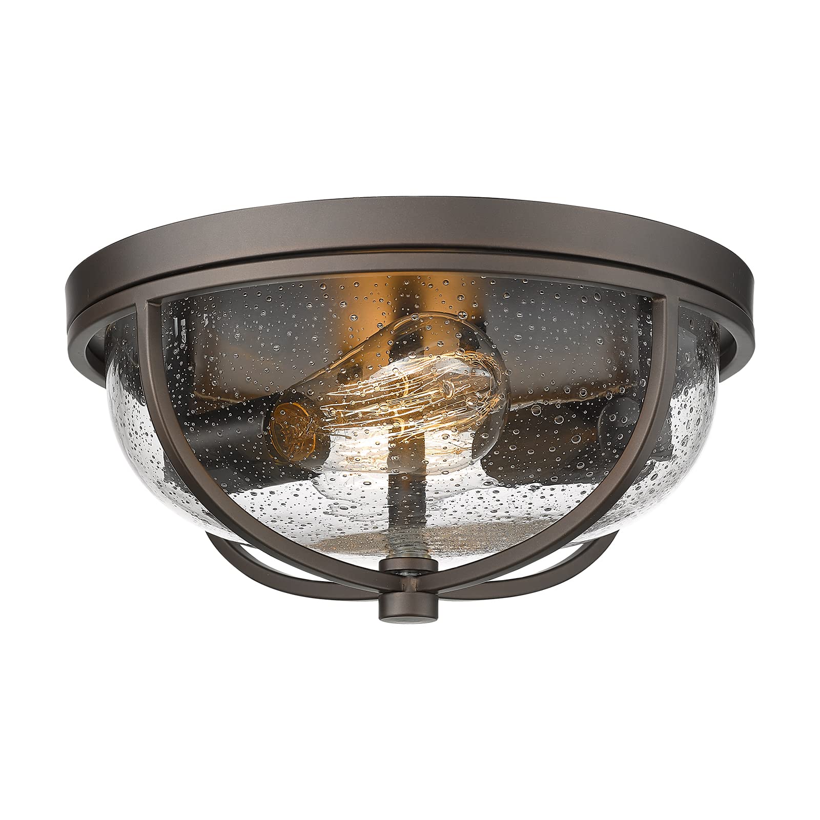 Rosient Flush Mount Ceiling Light Fixture, Hallway Light Fixtures Ceiling Mount, Modern Kitchen Lighting with Seeded Glass, Bronze Exterior Ceiling Lights for Porch Entryway,ROS89 ORB