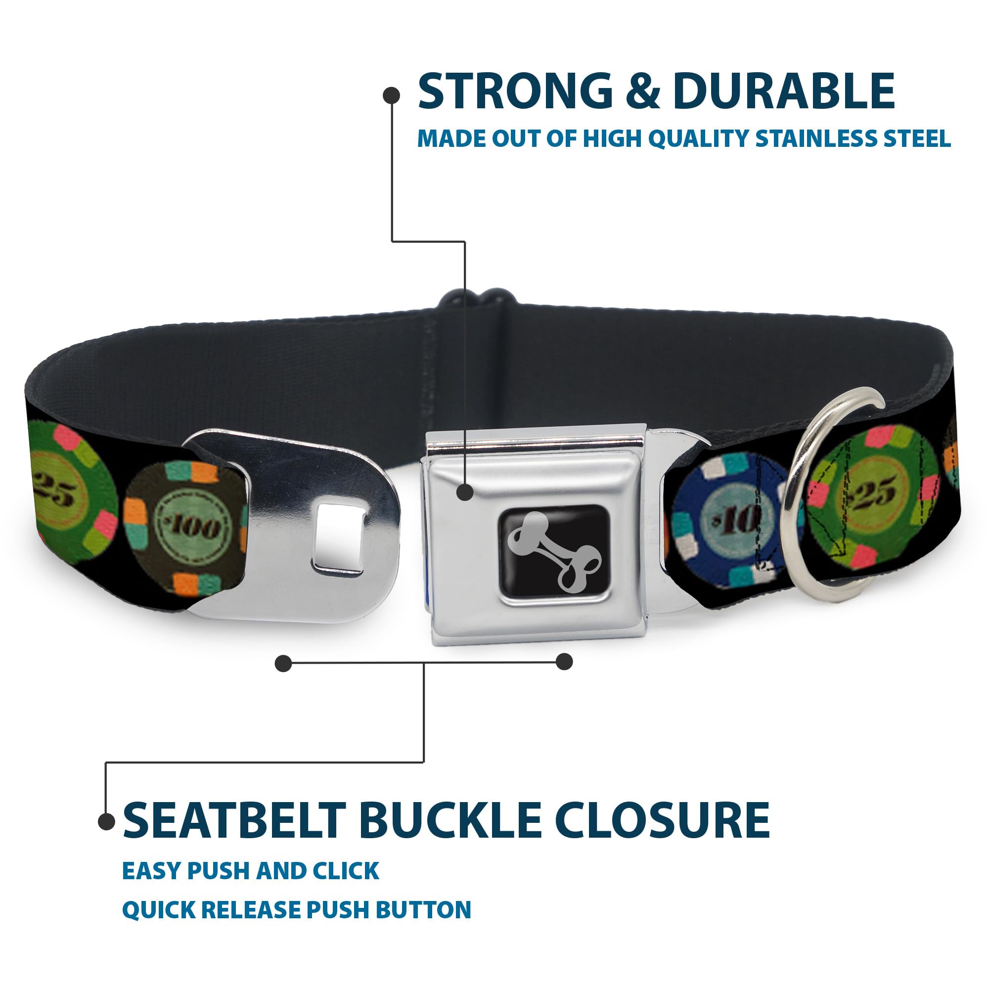 Buckle-Down Obroża dla psa z klamrą pasa bezpieczeństwa - wiersze - szerokość 3,8 cm - pasuje na szyję 40-58 cm - rozmiar M