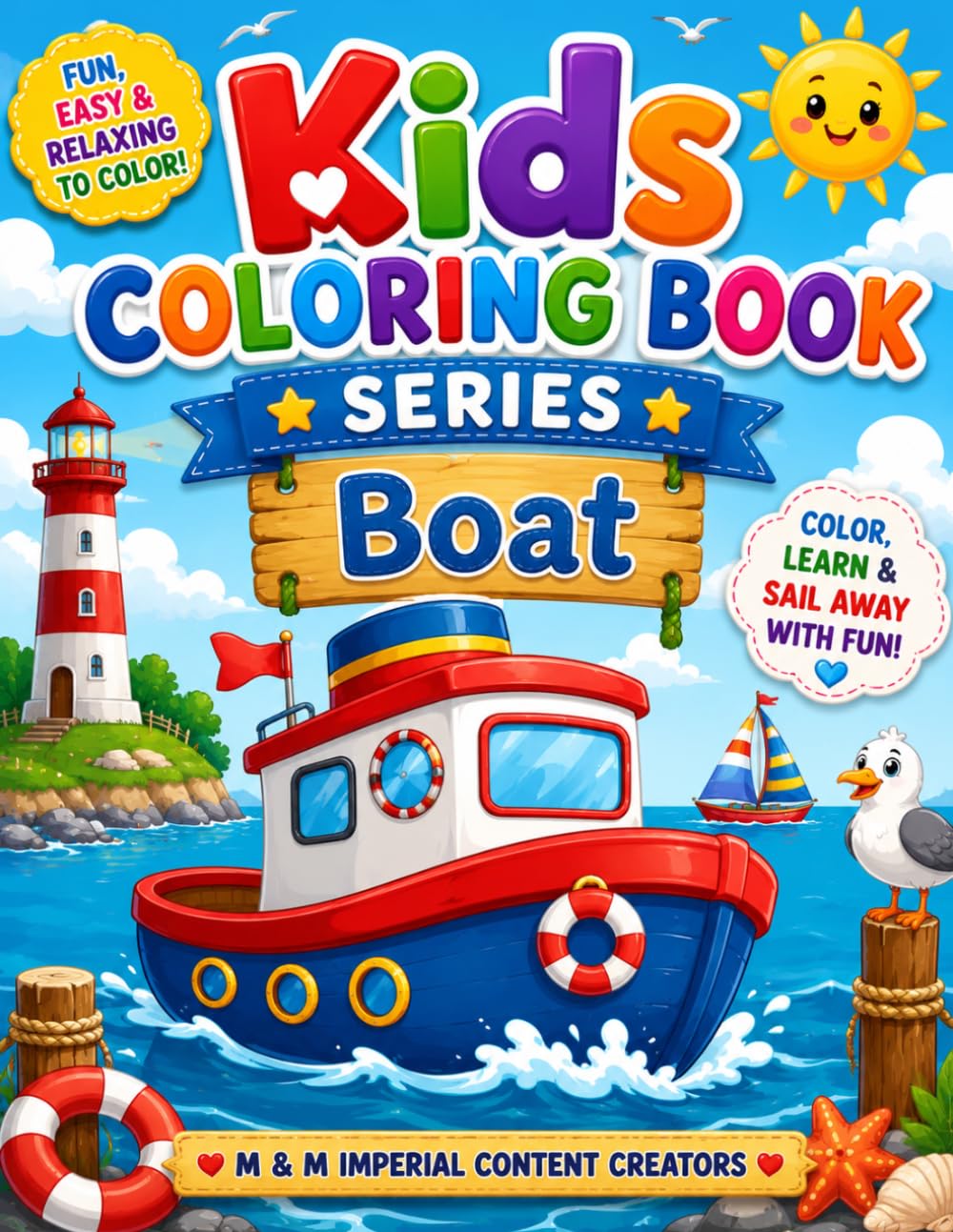 Coloring Book for Kids Series - 4: Fun and Easy Boat Coloring Pages for Toddlers and Preschoolers | Cute Ocean and Water Vehicle Designs for Creative Learning and Relaxation
