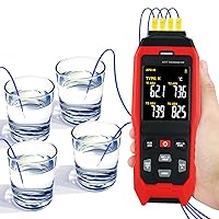 Vista 2 de Termómetro de termopar registrador de datos de temperatura, termómetro tipo K/J/T de 4 canales con 5000 grupos de registro de datos y exportación